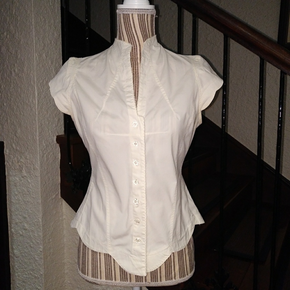 Odille Ivory Cap Sleeve Blouse Size 8